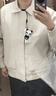 HIPANDA飛行員夾克美式復(fù)古春潮痞帥工裝休閑外套送男友外套男  杏 2XL  曬單實(shí)拍圖