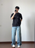 森馬（Semir）森柔|牛仔褲男夏季寬松直筒褲復古水洗薄款純棉長(cháng)褲103325124102A 曬單實(shí)拍圖