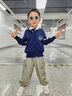 G. DUCKKIDS童裝男童開衫毛衣外套2025中大童春秋休閑毛線衣兒童帥氣針織衫 藏藍/羽毛筆K 110cm 均碼 曬單實拍圖