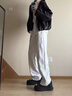 POUM白灰色彎刀衛(wèi)長(zhǎng)褲男款春秋季美式顯高顯瘦褲子垂感百搭休閑微喇褲 JHFS-G01白灰色 XL 曬單實(shí)拍圖