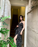 莫代爾法式碎花吊帶連衣裙女2025夏季新款感高冷御姐風(fēng)收腰氣質(zhì)長裙 黑色碎花裙 M [建議95-115斤] 曬單實(shí)拍圖