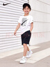 NIKE  3BRAND 耐克男女童純棉短袖T恤+短褲2件套裝夏季新款短袖套裝 正黑色（1259） 150 /72 【建議身高140-152cm】 曬單實拍圖
