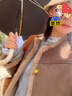 UR秋冬新款女裝摩登質(zhì)感金屬扣毛絨圓領(lǐng)外套UWM140021 深咖棕 S 曬單實拍圖