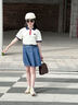 小豬彼特女童學(xué)院風(fēng)套裝夏季2025新款兒童短袖短裙洋氣夏裝大童女孩連衣裙 6017藍(lán)色牛仔裙 120 cm 曬單實(shí)拍圖