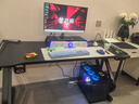 杰妮卡碳纖維電腦桌現代簡(jiǎn)約臺式家用書(shū)桌科技感RGB燈雙人電競游戲桌椅 【RGB燈流光戰甲】黑色單桌 140*60*75 曬單實(shí)拍圖