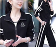 皮爾卡丹（pierre cardin）時尚休閑運動套裝女2025春秋新款洋氣減齡小個子衛(wèi)衣闊腿褲套裝針 黑色【套裝】 XL 【110-125斤 曬單實拍圖