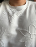 卡賓（CABBEEN）【向日葵提花】條紋肌理短袖T恤男夏季新款刺繡白色半袖上衣 漂白色02（舒適版型） XL /180/52 曬單實(shí)拍圖