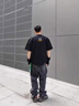 陌汀2025新款潮牌夏季港風圓領短袖t恤男士衫ins復古純棉寬松大碼上衣 黑色 0013 M 曬單實拍圖