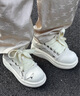 BUFFNY明星同款笑臉大頭鞋男女同款秋厚底增高潮流帆布鞋休閑情侶鞋女鞋 白色 37 曬單實(shí)拍圖
