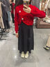 歌莉婭 紅色套裝春新品法式兩件套毛織小外套針織背心裙1E1CAC760 00B黑色 S 曬單實(shí)拍圖