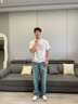 卡賓（CABBEEN）【酵洗石磨】2025夏季高街長(cháng)褲垂感直筒慵懶闊腿寬松牛仔褲男 蔚藍色47（寬松版型） 32 /180/XL 曬單實(shí)拍圖