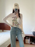 Teenie Weenie小熊長袖T恤女2025年夏季新款甜美清新田園印花T恤打底衫女 象牙白 S 曬單實拍圖