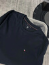 TOMMY HILFIGER【輕涼感】25夏季男絲棉混紡輕薄平紋針織純色短袖T恤41170 藏青色DW5 L （推薦：150-165斤） 曬單實(shí)拍圖
