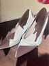 GIOIO高跟鞋女法式珍珠訂婚婚鞋新娘鞋粗跟尖頭單鞋旗袍禮服國風(fēng)女鞋 米白色粗跟 7cm 38 曬單實(shí)拍圖