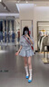 艾美琦美（AIMEIQIMEI）新款連衣裙女裝甜美學(xué)院風(fēng)2025年夏季小個(gè)子收腰顯瘦襯衫短裙子女 藍(lán)色 M 曬單實(shí)拍圖