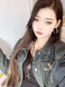 薇衣設(shè)美式復古水洗牛仔外套女2024春秋季新款設(shè)計感顯瘦寬松夾克上衣潮 深藍色 L 【115-130斤】 曬單實拍圖