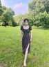 FSHE法式感黑色方領(lǐng)碎花連衣裙子女2025秋季新款氣質(zhì)收腰開叉長裙 【黑色】純欲少女風(fēng)淺春穿搭/御 L 55/60kg 曬單實拍圖