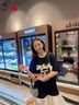 伊琦蕾（YIQILEI）時尚拼接魚尾連衣裙女夏季2025新款設(shè)計感寬松黑色字母印花T恤裙 黑色 S 【建議90斤以下】 曬單實拍圖