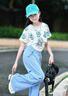 魅樂凱女童爵士舞服裝街舞兒童潮服嘻哈走秀表演服少兒hiphop演出服套裝 藍(lán)衣+背心+藍(lán)褲+方巾 150 （尺碼標(biāo)準(zhǔn)） 曬單實(shí)拍圖