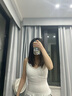 妙奕嘉帶胸墊吊帶背心女純欲風(fēng)上衣辣妹美背文胸一體可外穿內搭打底蕾絲蕾絲褶皺V領(lǐng)褶皺吊帶【白色】均碼 【建議80-120斤】 曬單實(shí)拍圖