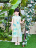 國(guó)風(fēng)女童連衣裙夏季2025新款夏裝女大童漢服裙子兒童夏款旗袍套裝 套裝【旗袍+褲子】 150 曬單實(shí)拍圖