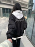 卡圖弛美式hiphop飛行員夾克男女春秋季寬松高街vibe潮牌棒球服外套衣服 黑色 XL 曬單實拍圖