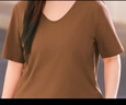 MsShe【天絲棉】大碼女裝2026款春裝胖mm長(cháng)袖T恤打底衫200斤上衣 V領(lǐng)【短袖】茶棕色現貨 6XL 曬單實(shí)拍圖