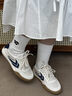 飛躍（Feiyue）男鞋休閑板鞋2025春夏新款透氣舒適厚底寬松交叉綁帶板鞋小白鞋男 米深藍(lán) 41 曬單實拍圖