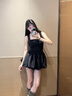 茯見(jiàn)辣妹芭蕾風(fēng)收腰蓬蓬吊帶連衣裙女2025新款夏法式花苞裙子短裙女 黑色 M 曬單實(shí)拍圖