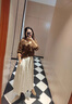 紅蜻蜓法式白色抽褶仙女半身裙女2025夏季新款時尚氣質(zhì)高腰云朵A字裙子 白色半身裙 L （110-120斤） 曬單實(shí)拍圖