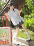 莜仙格學院風甜美襯衫女短袖春夏季新款甜美寬松休閑感襯衣百褶裙套裝 襯衫+灰色百褶裙 L 110-125斤 曬單實拍圖
