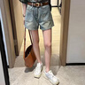 婍妡復古a字闊腿牛仔短褲女夏季2025年新款顯瘦寬松高腰熱褲子潮夏天 淺藍色 【高品質(zhì)】 S (建議80-95斤) 曬單實(shí)拍圖