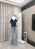FSHE破洞牛仔褲女高腰顯瘦百搭2025夏秋薄款辣妹寬松闊腿拖地褲子女潮 藍(lán)色破洞優(yōu)質(zhì)款 S 曬單實(shí)拍圖