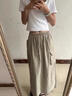 樂(lè)雅秀辣妹速干褶皺抽繩工裝裙女歐美春夏復(fù)古寬松休閑后開叉中長(zhǎng)半身裙 杏色【裙子】 M 建議【95-105】 曬單實(shí)拍圖