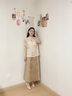 布符（Cloth Fu）布符2025年夏季新品繡花蕾絲花邊旗袍上衣女裝典雅顯瘦氣質(zhì)復(fù)古 米杏 S 曬單實(shí)拍圖