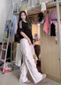 Foss Phil皺褶白色冰絲工裝褲男士春夏季薄款寬松直筒闊腿潮美式傘兵休閑褲 JCDM-K1302B白色 L 【建議110斤-130斤】 曬單實(shí)拍圖