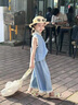 靚貝城堡女小童夏季木耳邊牛仔闊腿褲兩件套2025新款女寶寶時(shí)尚休閑套裝潮 淺藍(lán)色兩件套 120 曬單實(shí)拍圖