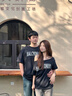 TRYFORLOVE扎染印花情侶裝短袖t恤一長(zhǎng)一短夏季純棉高級(jí)感夏裝寬松半袖男 情侶套裝 常規(guī) M 男+女L 曬單實(shí)拍圖