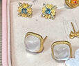 福來島=黃金耳釘時尚菱形貝母白水晶疊鑲古法金耳環(huán)足金999計價女 時尚菱形白水晶耳釘（工費885元） 4.18克 曬單實拍圖