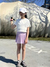 AMENCL運動(dòng)短裙女童夏季女大童速干網(wǎng)球裙褲假兩件褲子百褶兒童跑步褲裙 6006粉紫色 140 cm 曬單實(shí)拍圖
