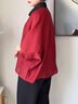 俞兆林（YUZHAOLIN）闊太太高端棉麻襯衫女2025年夏季中年媽媽短袖氣質(zhì)遮肚子顯瘦上衣 酒紅色 3XL （推薦120-135斤） 曬單實拍圖