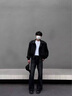 楠笙記美式cleanfit復(fù)古哈靈頓行政夾克男款春秋西裝外套短款墊肩棒球服 黑色 XL 曬單實拍圖