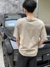 NOSSKISSTRSV品牌男士短袖t恤男2025春夏潮流夏天休閑體恤純棉打底衫男裝 灰杏色 M （100-120）斤 曬單實(shí)拍圖