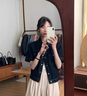 莫代爾復(fù)古翻領(lǐng)牛仔襯衫外套女短款夏季薄款2025新款韓版小個子上衣短袖 深藍(lán)色 【高品質(zhì)】 M 曬單實拍圖