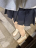 沐霓學(xué)院風(fēng)蕾絲百褶半身短裙子女士夏季高腰灰色蛋糕洋氣a字蓬蓬西裝 深灰色 建議85-105斤 曬單實(shí)拍圖