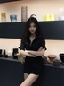 Jret法式氣質(zhì)polo襯衫連衣裙子女深早夏季2025新款收腰修身顯瘦小黑裙 【黑色】:miu里miu氣穿搭/裙子20 L 55/60kg 曬單實(shí)拍圖