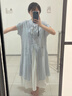 FSHE法式甜美條紋短袖襯衫連衣裙女夏季海邊度假風氣質(zhì)寬松顯瘦A字裙 襯衫裙+半身裙【兩件套】 L :【建議106到120斤】 曬單實拍圖