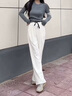 莫代爾小個(gè)子白色闊腿褲女春季薄款2025新款高腰休閑寬松撞色直筒運(yùn)動(dòng)褲 白色奶芙闊腿褲-款 適合163 常規(guī) XL 建議126-140斤 曬單實(shí)拍圖