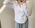 凡小如連帽短款衛(wèi)衣女春秋2024新款拉鏈長袖打底內(nèi)搭顯瘦小衫薄款上衣 白色M碼【建議80-95斤】 曬單實(shí)拍圖