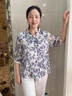 羅蒙（ROMON）2025新款夏季中老年女裝媽媽夏裝雪紡上衣碎花襯衫女薄款中袖T恤 FlvD0llrj 藍色 XL  建議90-110斤 曬單實(shí)拍圖